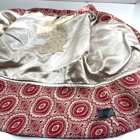 Arden B Women's Blazer Medium Tapestry Style Cropped Red and Cream Vintage y2k - Picture 9 of 9